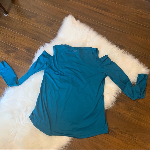 CALIA Carrie Underwood Brand Top Cold Shoulder Shirt XL Blue Long Sleeve - Picture 9 of 10